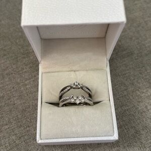 White Gold Plated Guard Ring Enhancers for Engagement Rings Cz 925